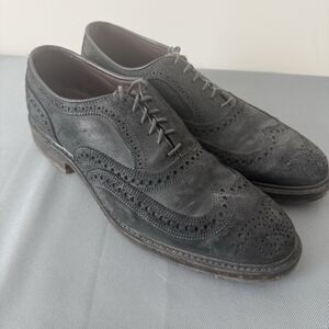 Allen Edmonds Port Washington Black Waxed Suede Wingtip Oxfords Sz 9.5 D